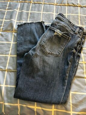 Kut from the Kloth Women's Dark Blue Straight Leg Jeans with Raw Hem